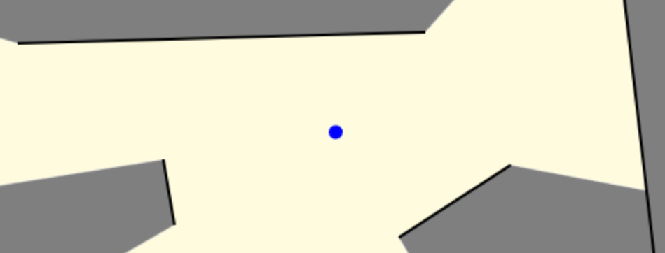 A visibility polygon implementation in JavaScript that runs in Ο(n log n) time by using a sweep line algorithm.