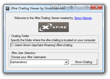 A chatlog viewer for Xfire with easy access to all your contacts and your conversations.